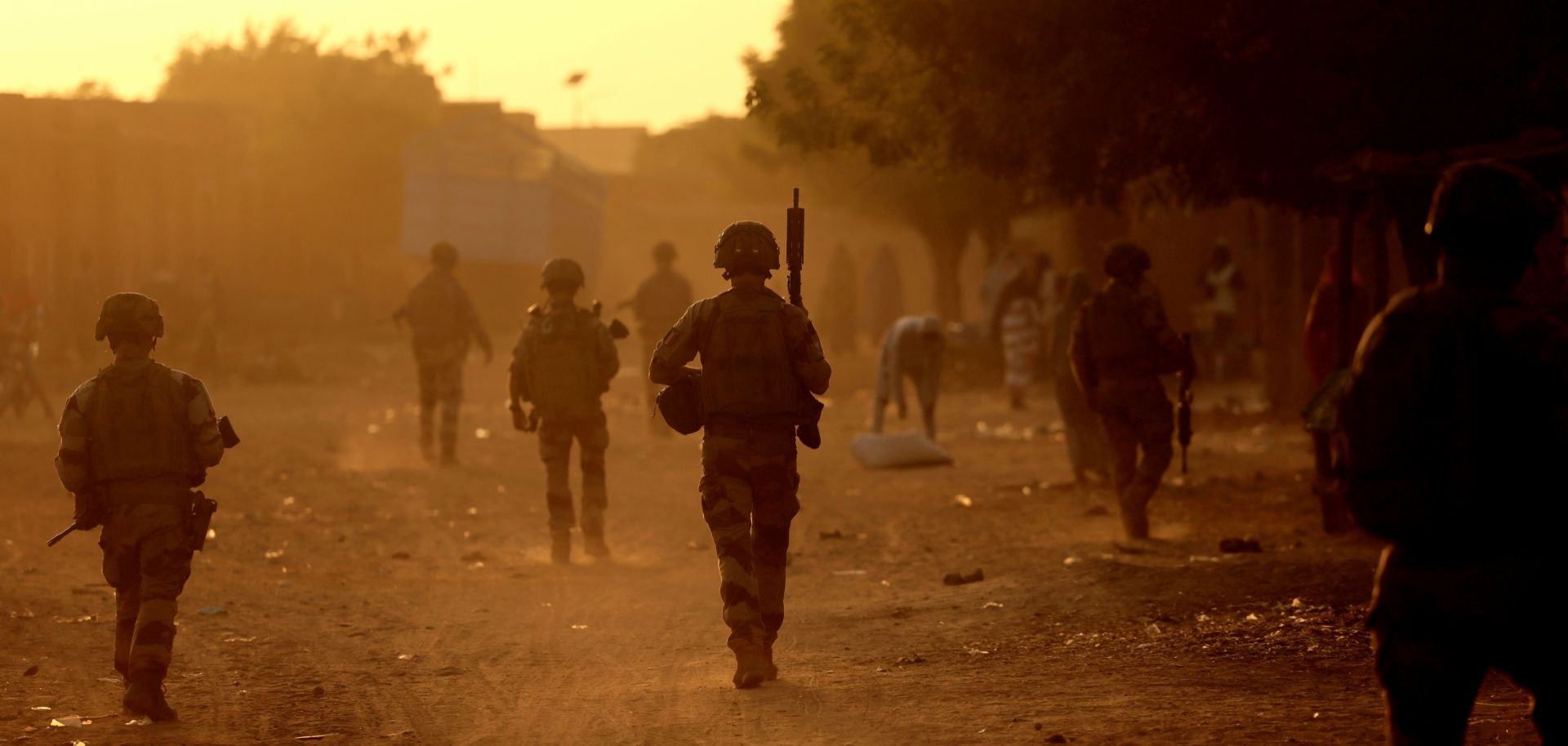 French soldiers patrol the streets of Gao, Mali, on Dec. 4, 2021. 