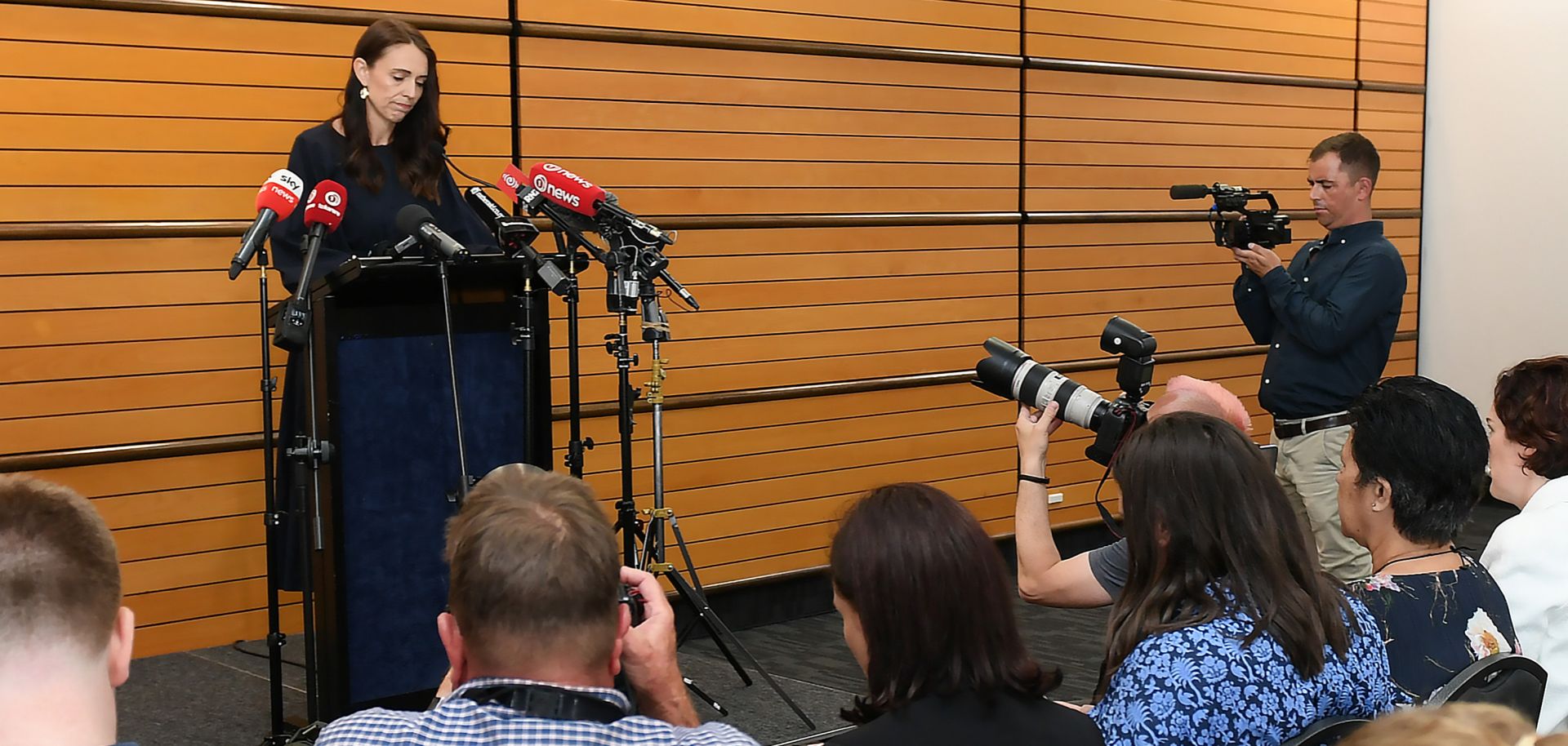 New Zealand Prime Minister Jacinda Ardern announces her resignation at the War Memorial Centre on Jan. 19, 2023, in Napier, New Zealand. 