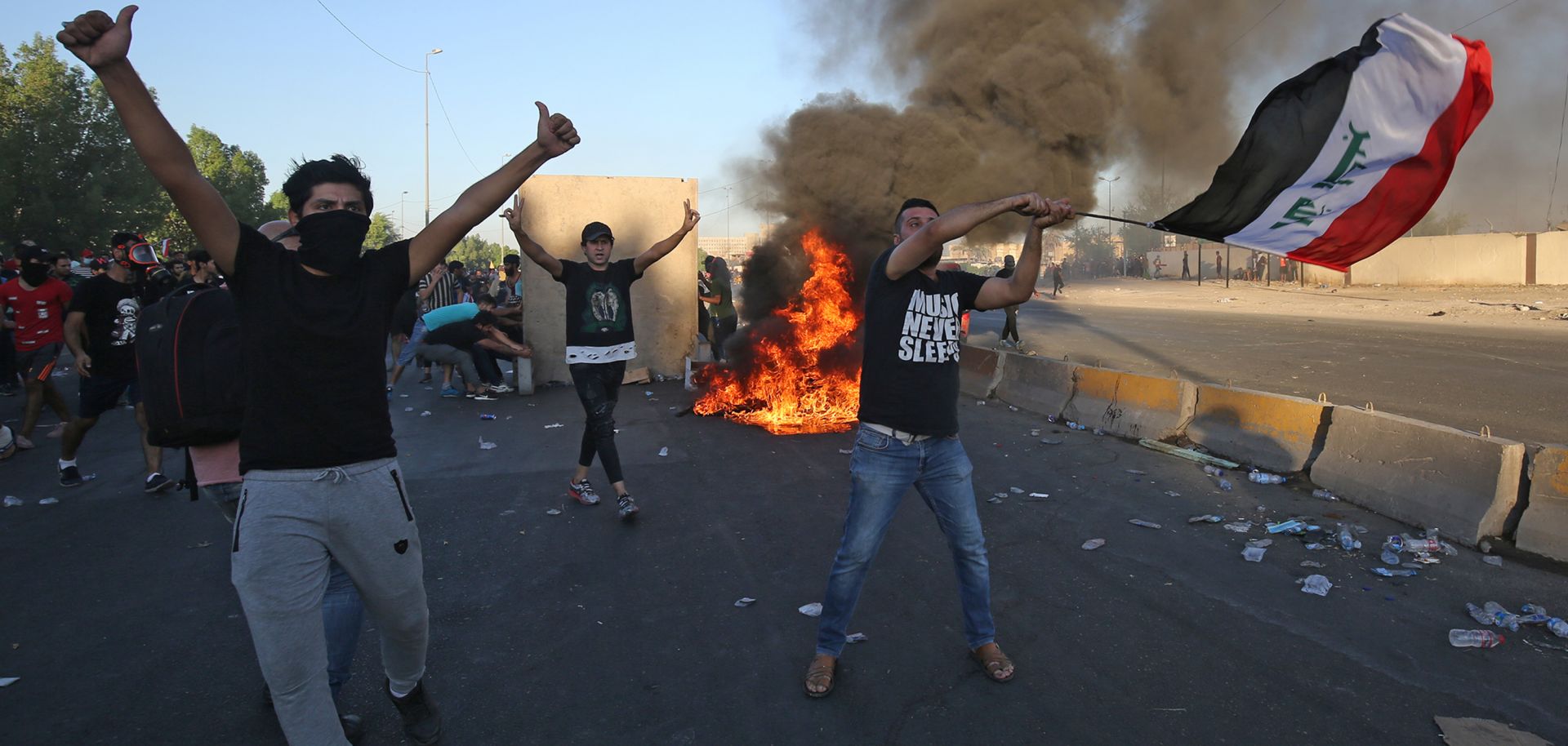 Iraqis rally in Baghdad against state corruption, failing public services and unemployment on Oct. 4, 2019.