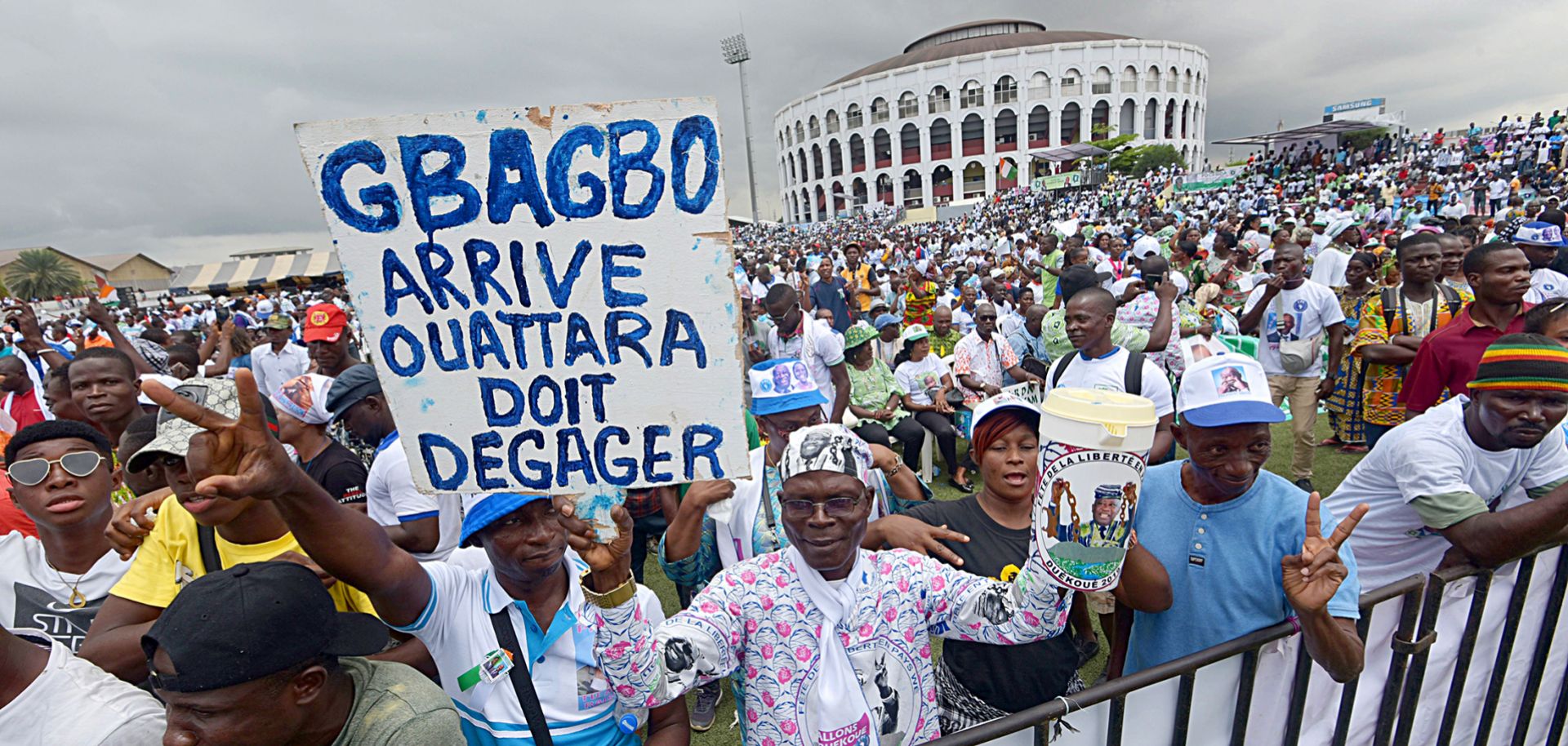 The scene at a meeting of Ivorian opposition parties on Sept. 14, 2019, in Abidjan, Ivory Coast. 