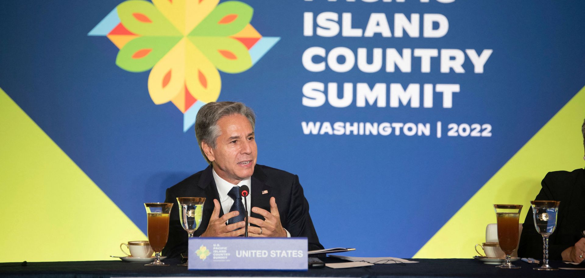 U.S. Secretary of State Antony Blinken hosts a working lunch with Pacific Island countries in Washington, D.C., on Sept. 28, 2022.