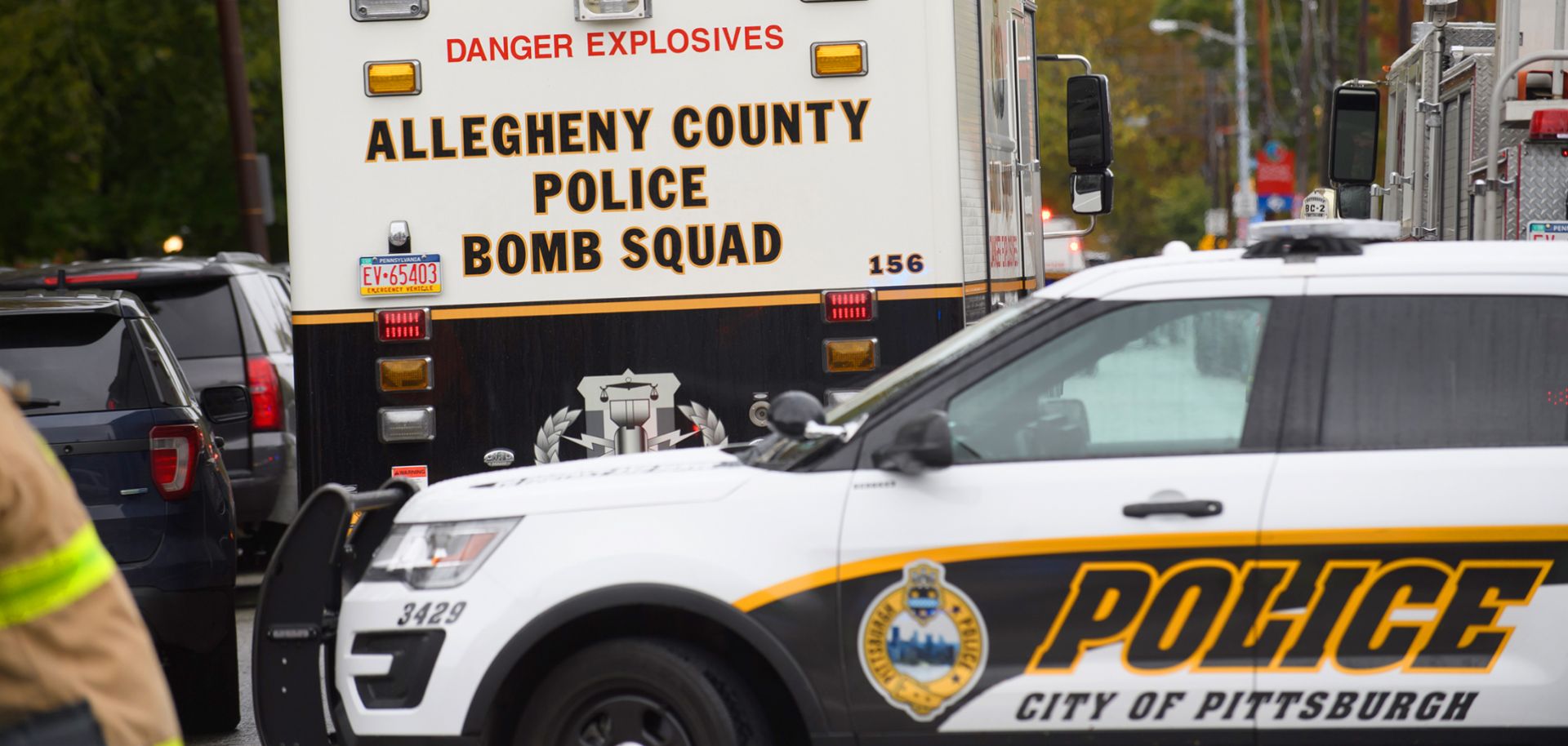 Police respond to the site of a mass shooting at synagogue on Oct. 27, 2018, in Pittsburgh, Pennsylvania.