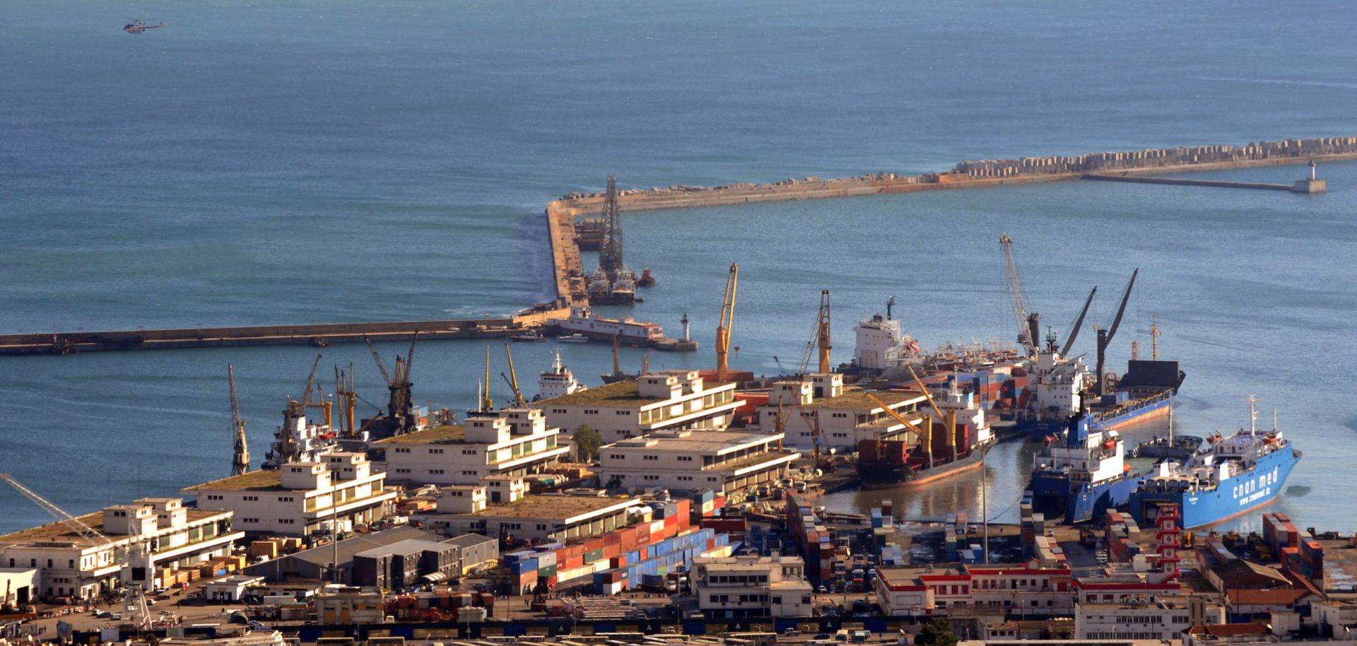 This photo show the main port of the Algerian capital city, Algiers, which stretches into the Mediterranean Sea. A company based in Dubai operates the ports of Algiers and Djen-Djen.