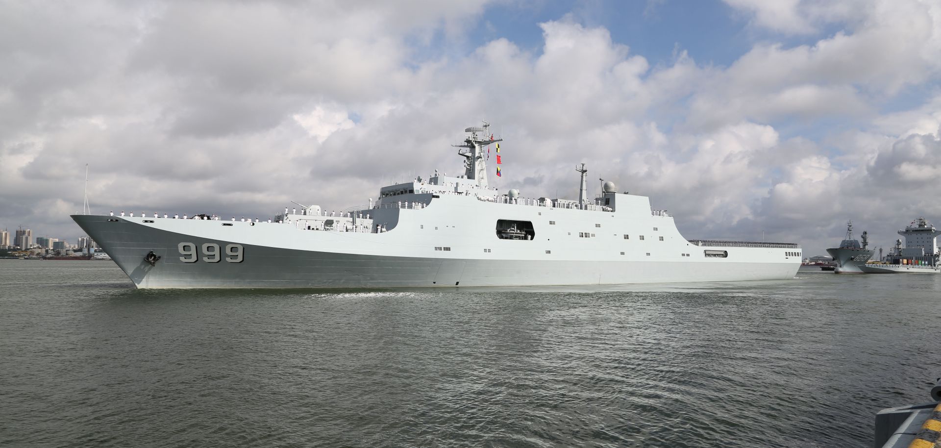 Ships carrying Chinese military personnel depart Zhanjiang, in south China's Guangdong province, on July 11, 2017, bound for a support base in Djibouti.