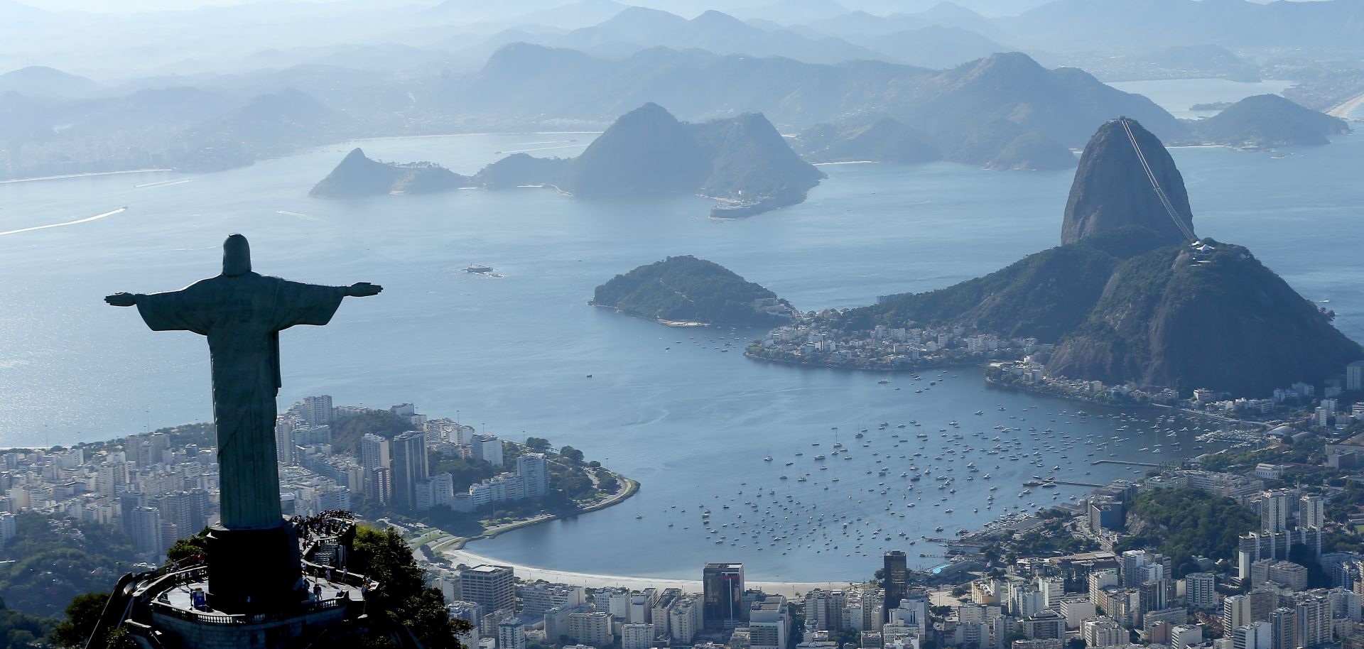 Christ the Redeemer, one of Brazil's most recognizable landmarks, overlooks the capital city of Rio De Janeiro.