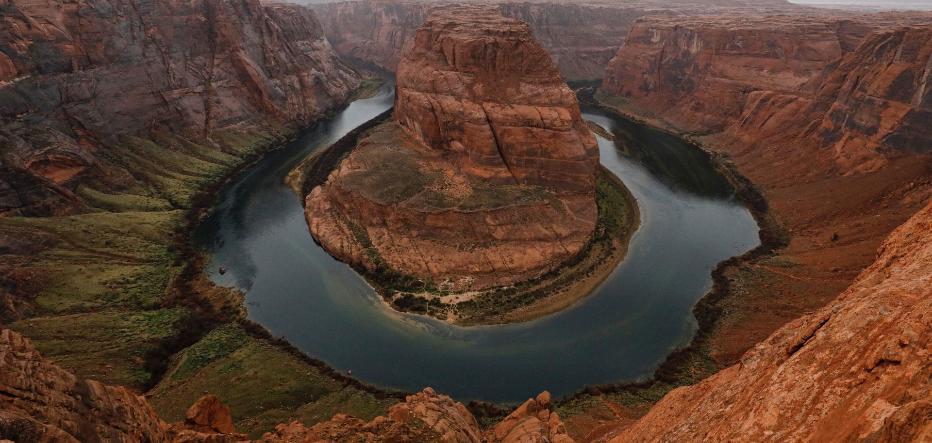 The Colorado River wraps around Horseshoe Bend.