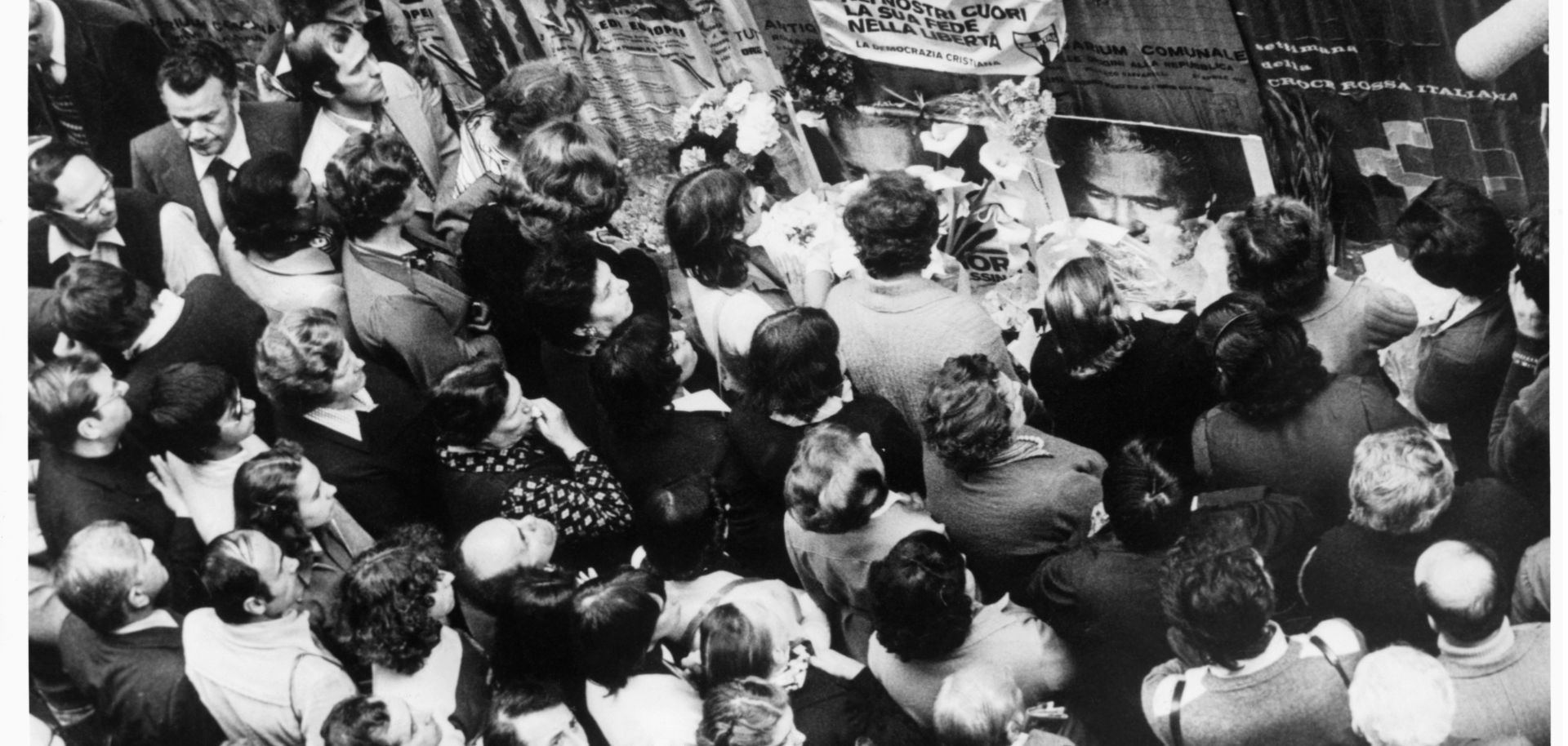 People demonstrate after the abduction of the Italian Christian democratic leader Aldo Moro.