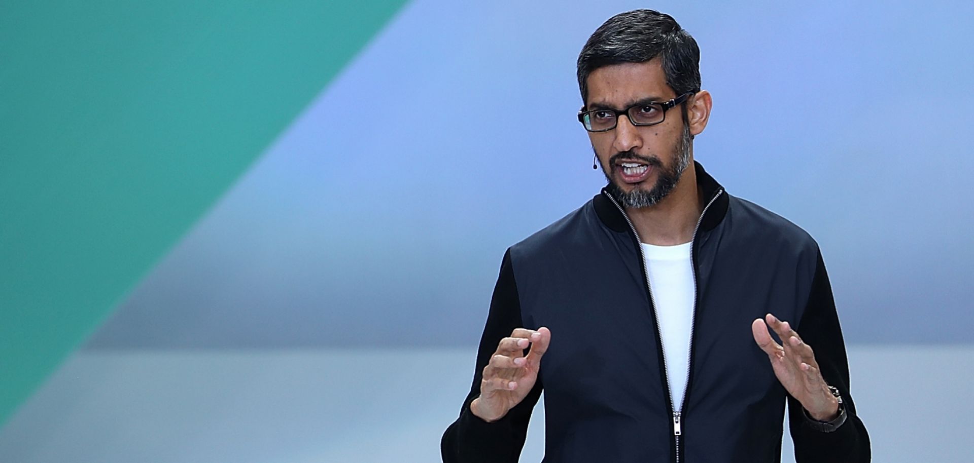 Google CEO Sundar Pichai speaks at the Google I/O 2017 Conference in Mountain View, California, on May 17, 2017.