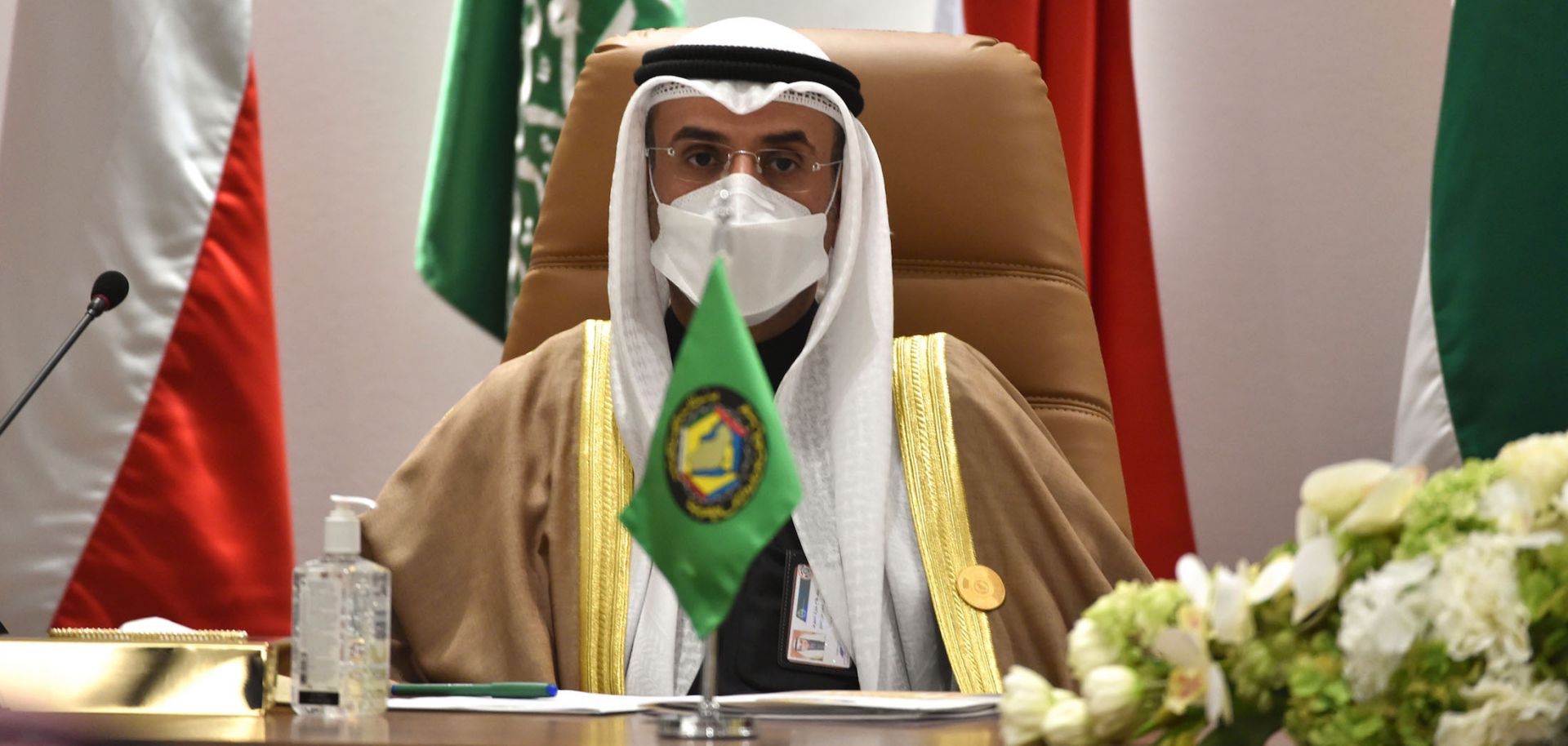 Secretary-General of the Gulf Cooperation Council (GCC) Nayef Falah Al-Hajraf holds a press conference at the end of the GCC's 41st summit in the city of al-Ula in northwestern Saudi Arabia on Jan. 5, 2021. 