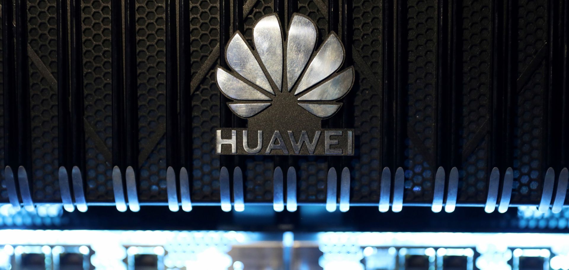 The Huawei logo is pictured on a router during a 5G event in London on Feb. 20, 2020.