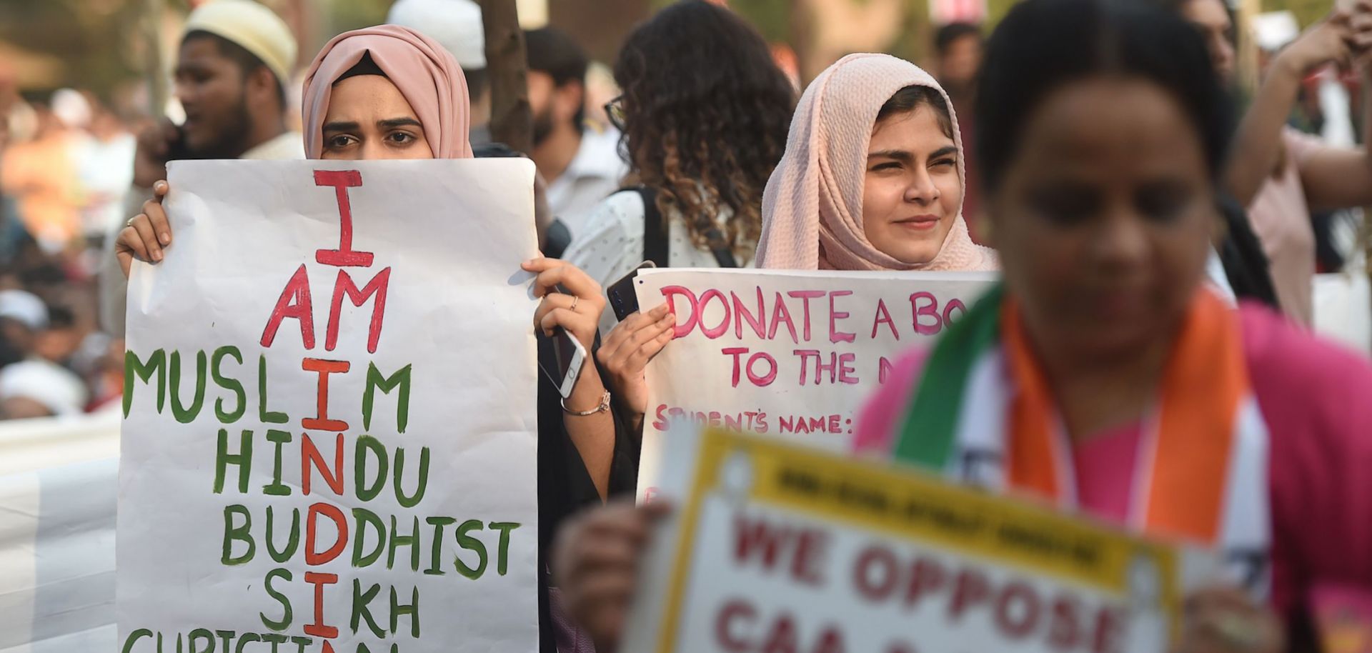 Protesters rally against India's new citizenship law in Mumbai on Dec. 19, 2019.