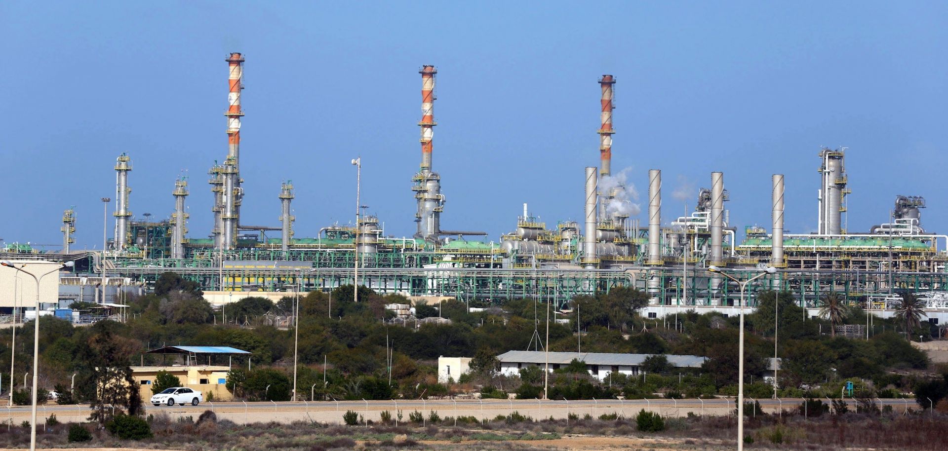 A photo shows the Mellitah Oil and Gas terminal in western Libya, which is a joint venture between Italy's Eni and Libya's National Oil Company. 