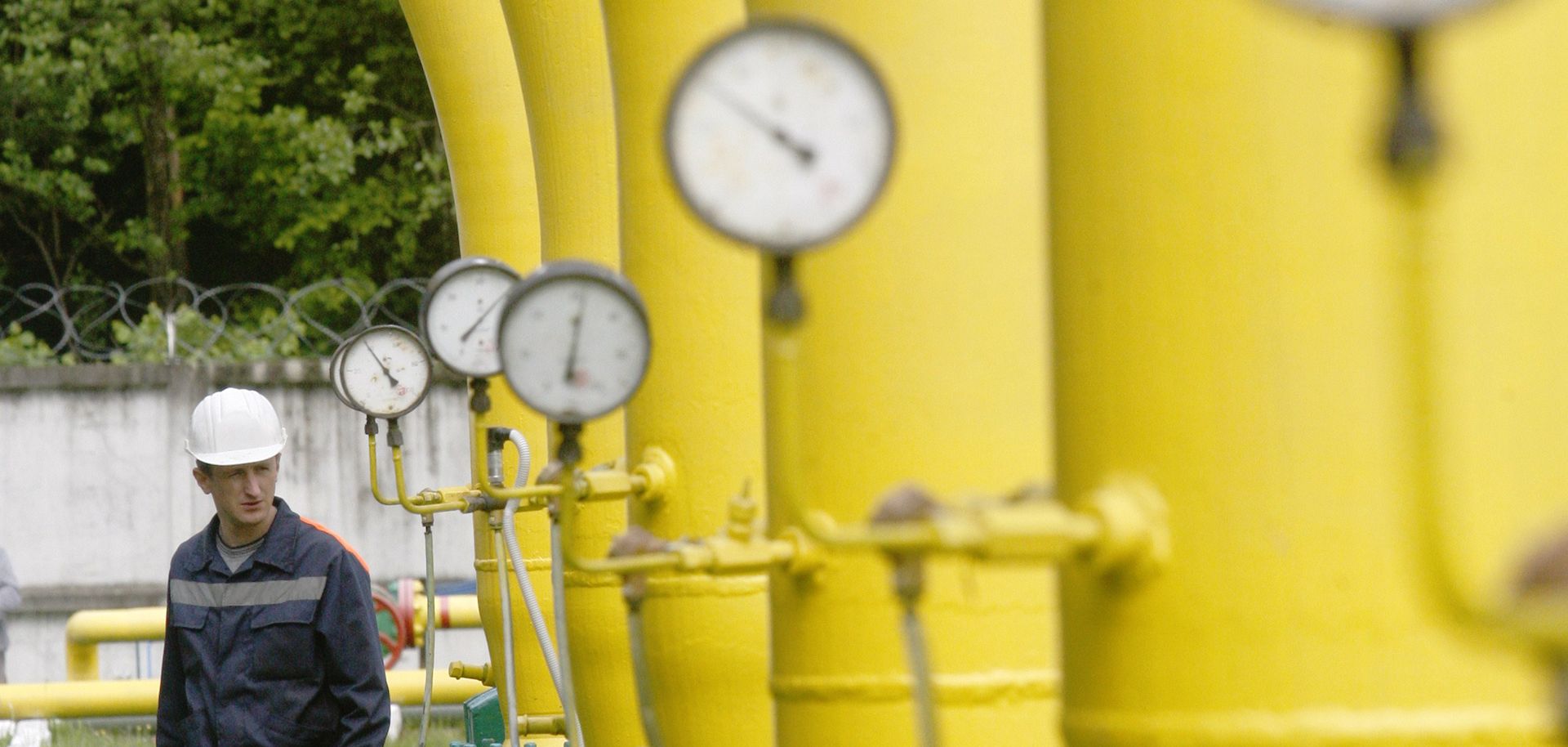 An employee checks equipment at the Dashava underground natural gas storage facility near Styri, outside Lviv, Ukraine.