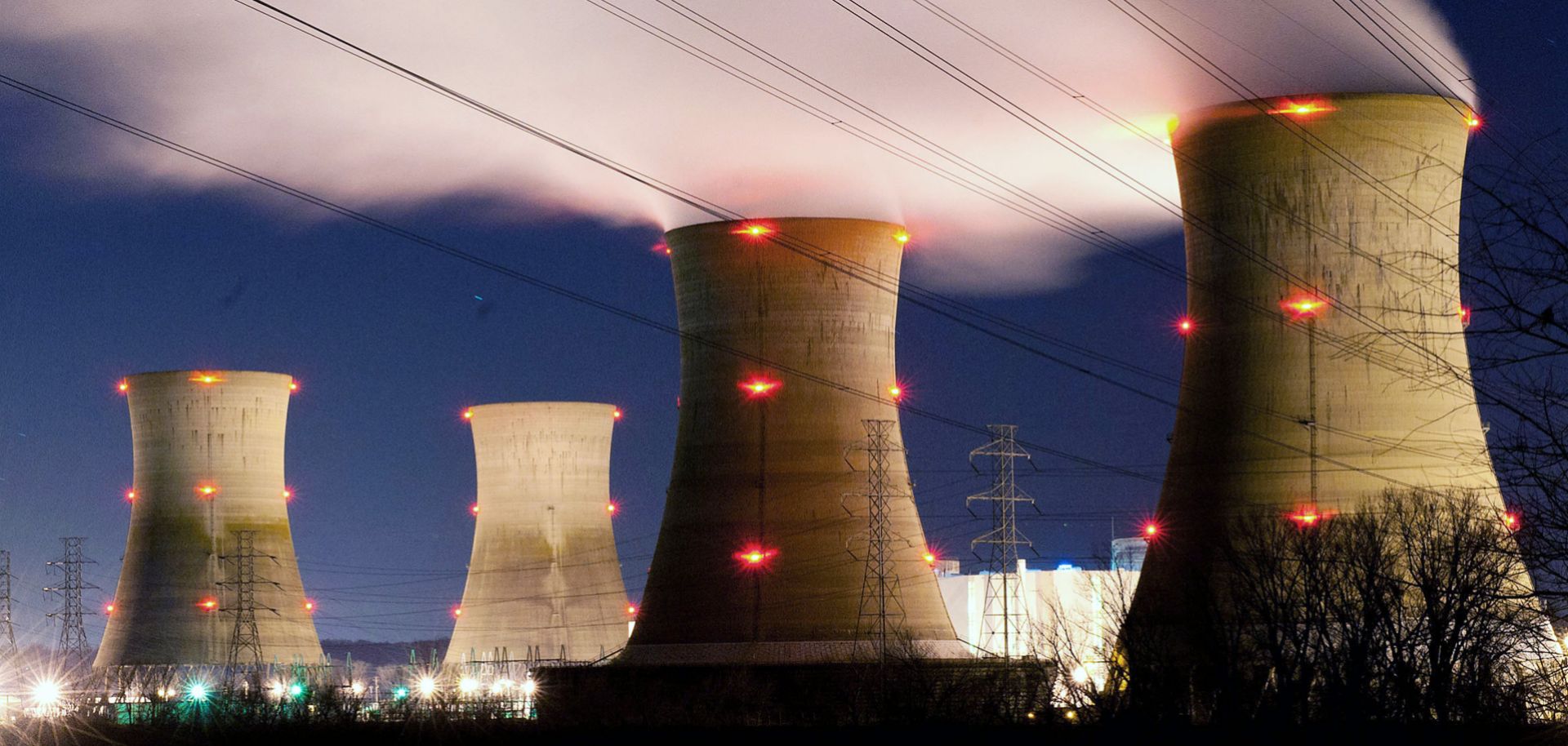 The Three Mile Island Nuclear Plant is seen in the early morning hours in Middletown, Pennsylvania..