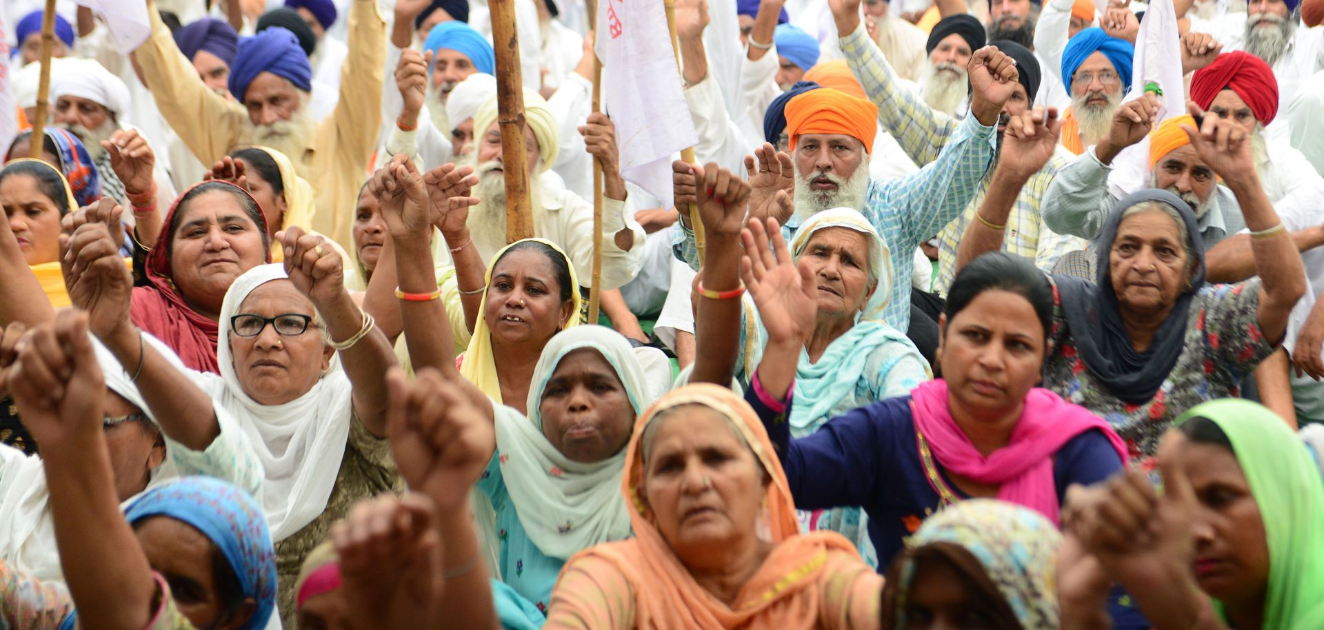 Farmers in Amritsar, India, rally against the government's participation in talks to join the Regional Comprehensive Economic Partnership on Oct. 3, 2019.