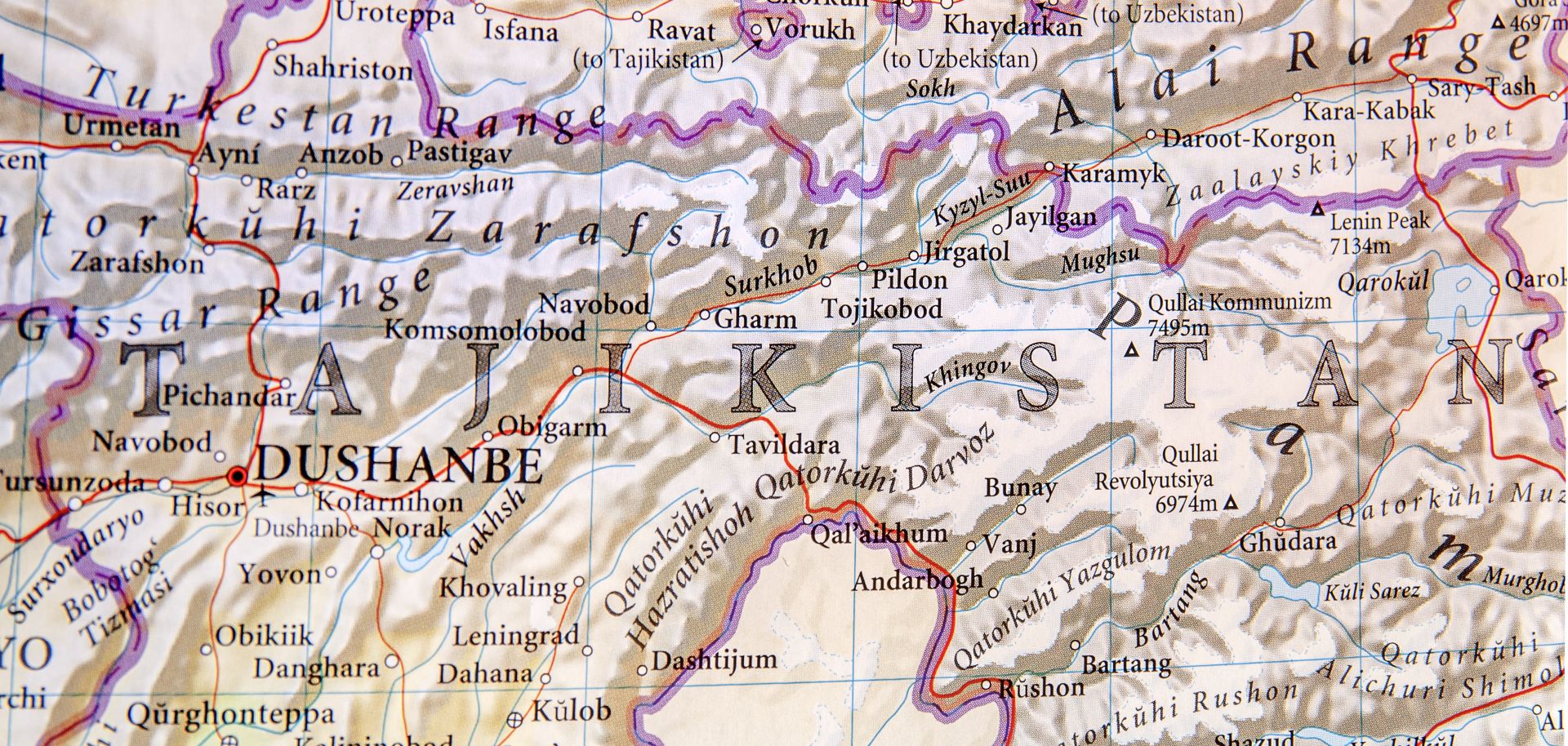 A map of Tajikistan