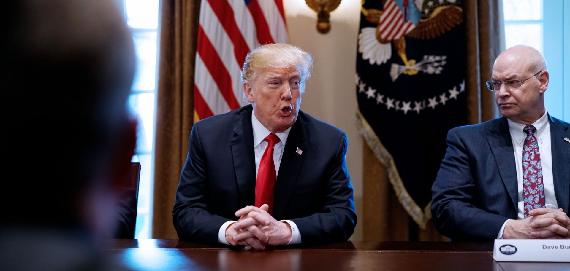 U.S. President Donald Trump speaks during a March 1, 2018, meeting at the White House with steel and aluminum industry leaders.