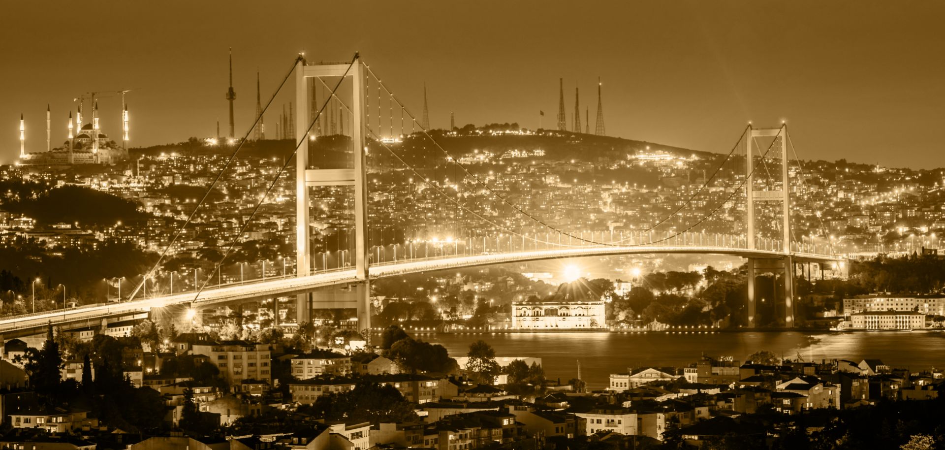 A bridge over the Bosporus in Istanbul, Turkey