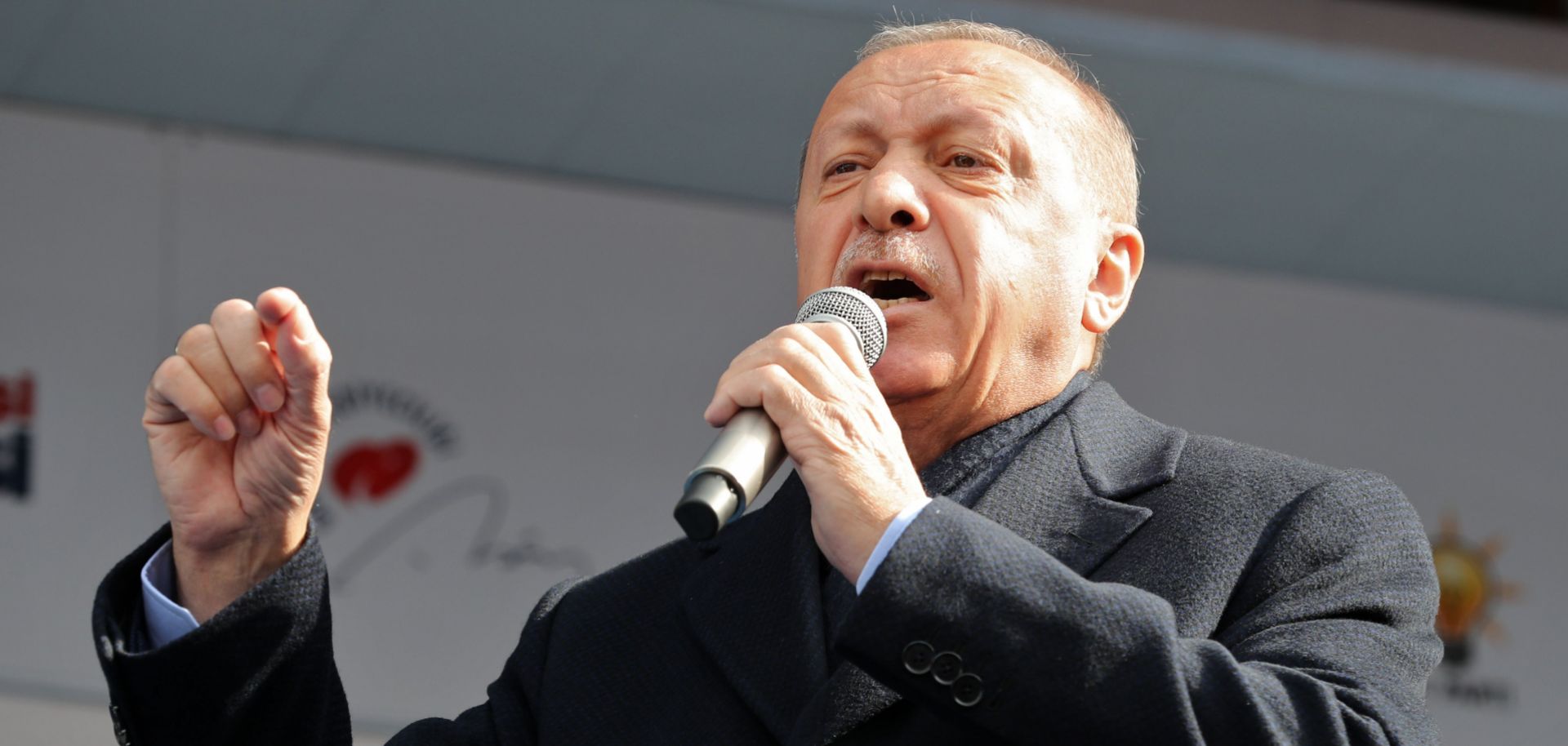 Turkish President Recep Tayyip Erdogan campaigns for Justice and Development Party candidates in Ankara on March 28, 2019.