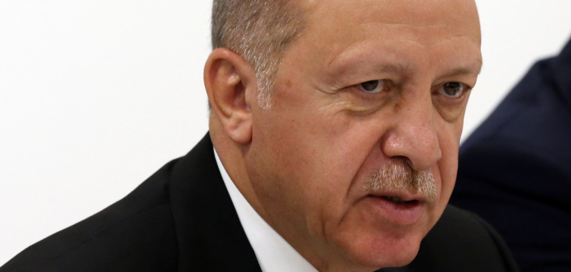 Turkish President Recep Tayyip Erdogan speaks during a meeting at the G-20 summit in Osaka, Japan, on June 29, 2019.