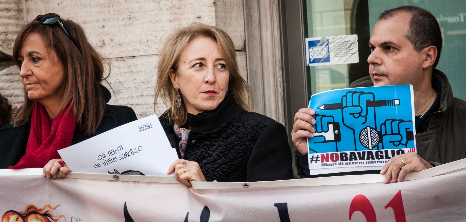 Italian journalists rally in Rome in defense of press freedom on Nov. 13, 2018.