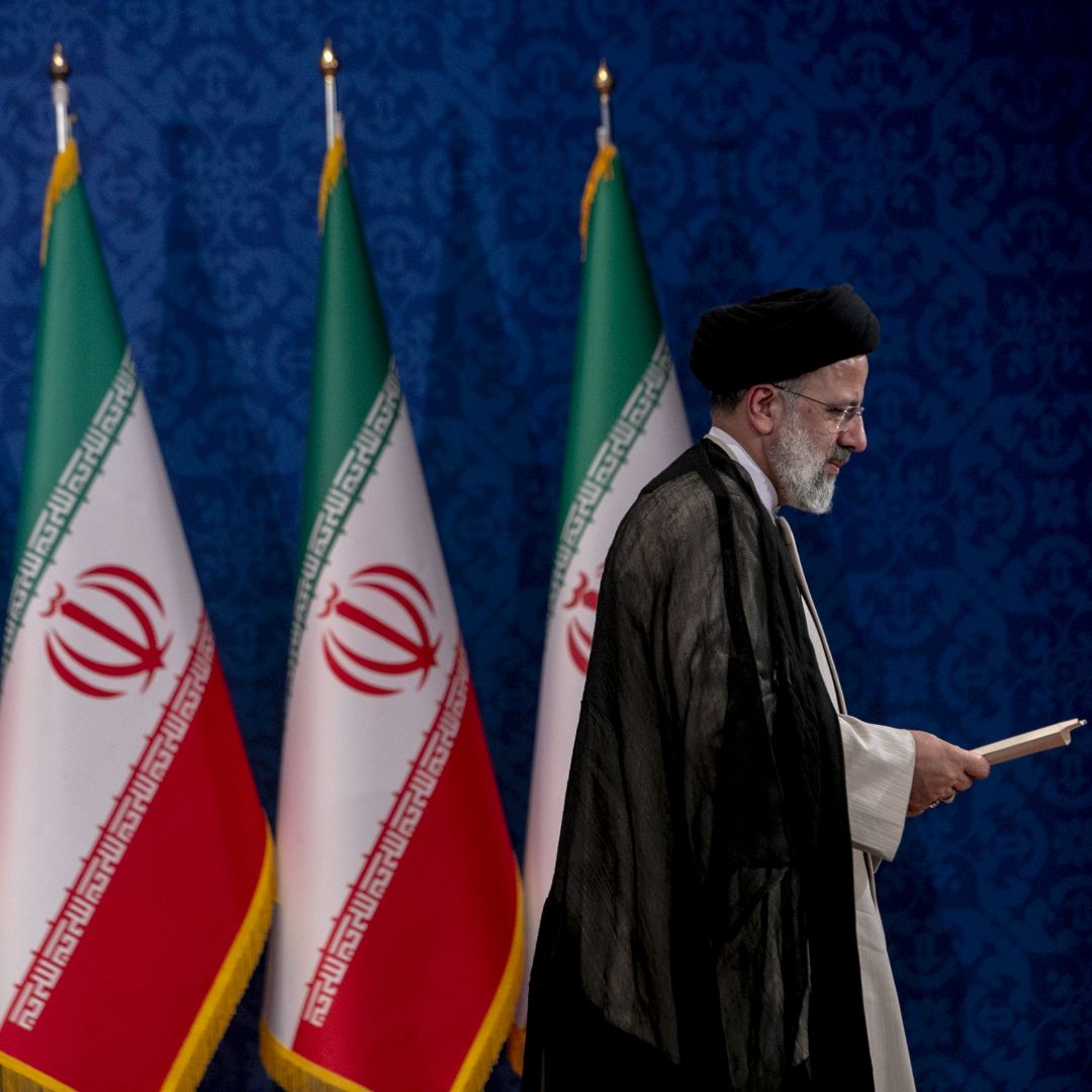 Ebrahim Raisi holds a press conference in Tehran on June 21, 2021, after winning Iran's presidential election. 