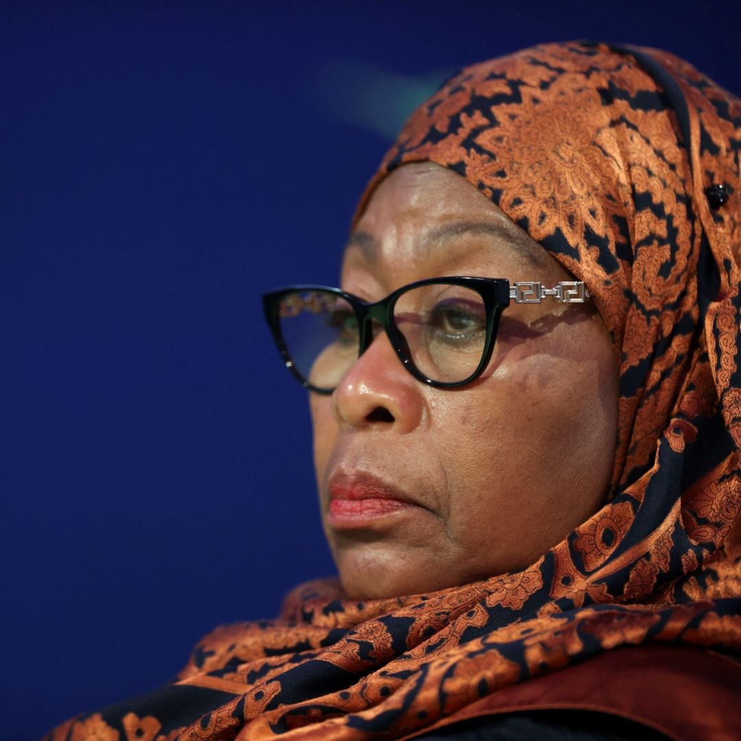 Tanzanian President Samia Suluhu Hassan attends the U.N. climate conference in Glasgow, Scotland, on Nov. 2, 2021.