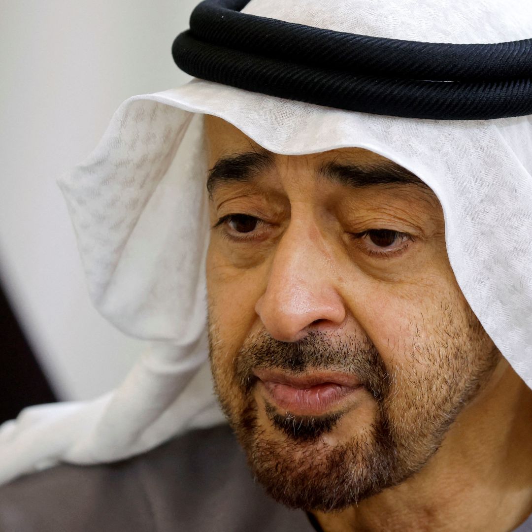 The UAE's newly-elected president, Sheikh Mohammed bin Zayed Al Nahyan, looks on during a meeting in Abu Dhabi on May 15, 2022. The UAE's newly-elected president, Sheikh Mohammed bin Zayed Al Nahyan, looks on during a meeting in Abu Dhabi on May 15, 2022.