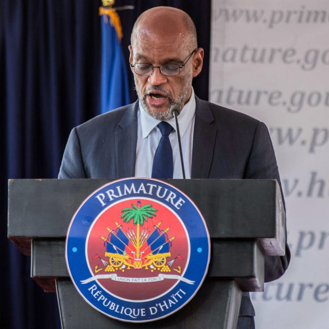 Ariel Henry speaks as he becomes prime minister of Haiti on July 20, 2021, in the capital of Port-au-Prince.