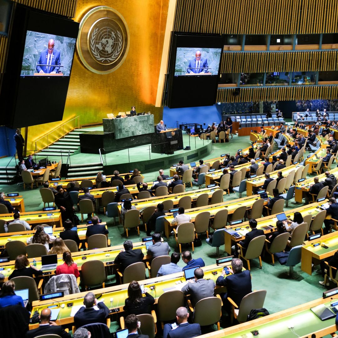 A special session of the U.N. General Assembly is held on the Palestinian bid for full membership to the United Nations at the U.N. headquarters in New York City on May 10, 2024.