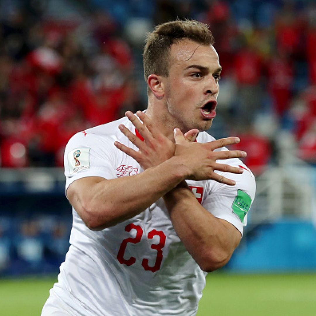 Swiss player Xherdan Shaqiri's celebration after scoring a World Cup goal against Serbia included flashing the Albanian eagle. Shaqiri was born in Kosovo, whose ethnic Albanian population fought a destructive conflict with Serbia in the 1990s.