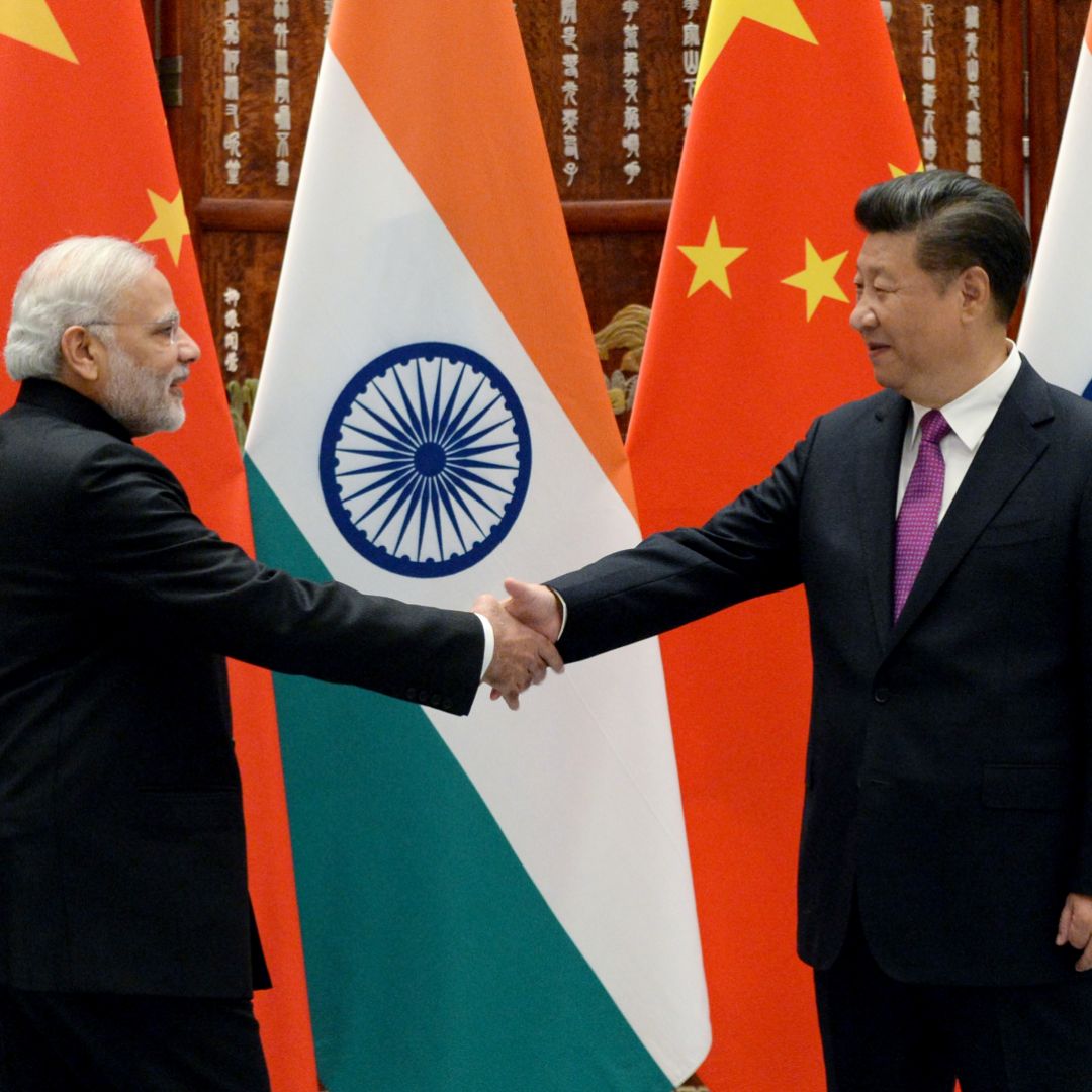 Indian Prime Minister Narendra Modi, left, shakes hands with Chinese President Xi Jinping on Sept. 4, 2016, in Hangzhou, China.